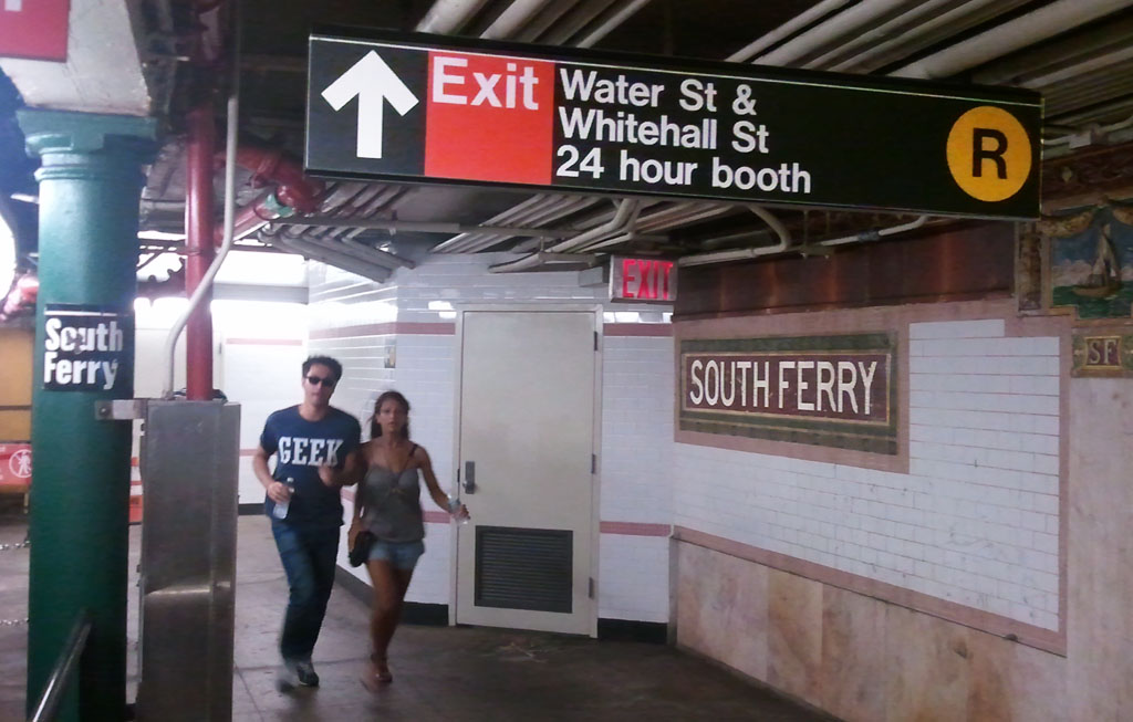 Old South Ferry station platform exit
